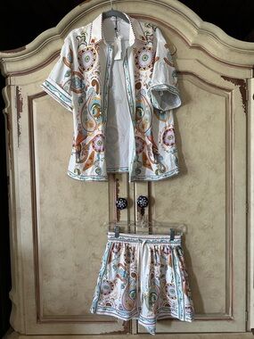 Commense 2 piece set Button short sleeve Shirt and Shorts